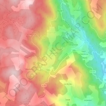 Mappa topografica La Curade, altitudine, rilievo