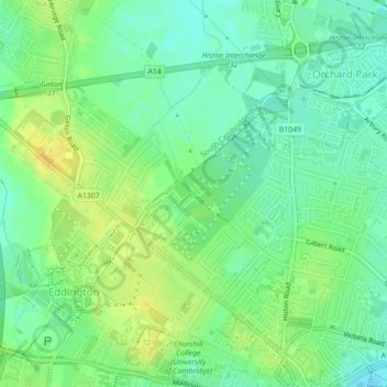 Mappa topografica Darwin Green, altitudine, rilievo