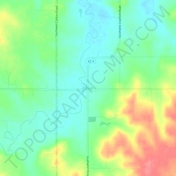 Mappa topografica Dover, altitudine, rilievo