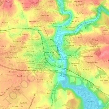 Mappa topografica Bel Air, altitudine, rilievo