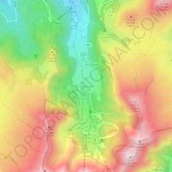 Mappa topografica Les Longes, altitudine, rilievo