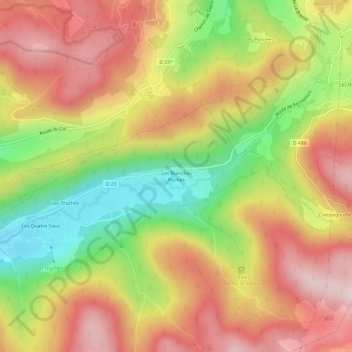 Mappa topografica Les Blanches Roches, altitudine, rilievo