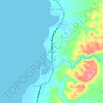 Mappa topografica Tacup, altitudine, rilievo