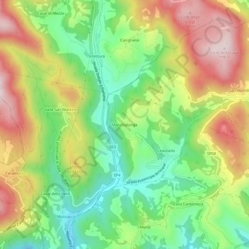 Mappa topografica Macchialunga, altitudine, rilievo