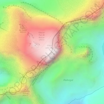 Mappa topografica Pan de Azucar, altitudine, rilievo