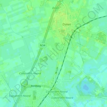 Mappa topografica De Bente, altitudine, rilievo