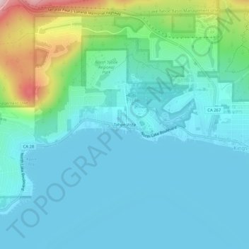 Mappa topografica Tahoe Vista, altitudine, rilievo