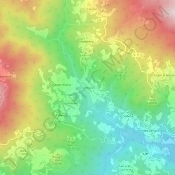 Mappa topografica Dorbora, altitudine, rilievo