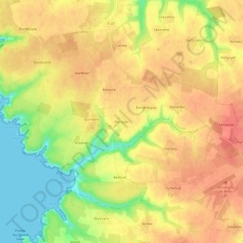Mappa topografica Keroyan, altitudine, rilievo