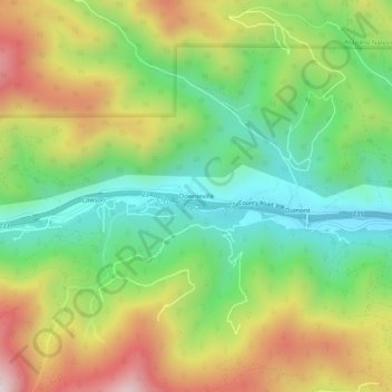 Mappa topografica Downieville, altitudine, rilievo