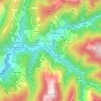 Mappa topografica O Mazonovo, altitudine, rilievo