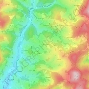 Mappa topografica La Nuizière, altitudine, rilievo
