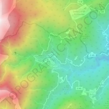 Mappa topografica Frasiccia, altitudine, rilievo