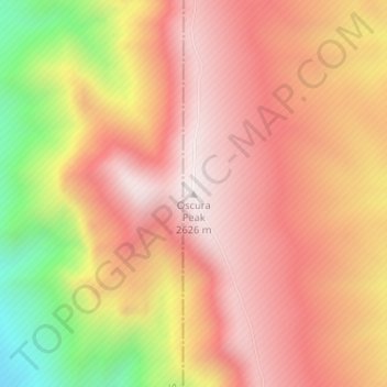 Mappa topografica Oscura Peak, altitudine, rilievo