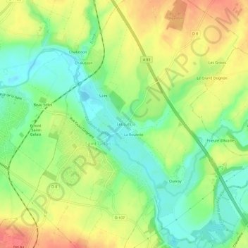 Mappa topografica Les Lucs, altitudine, rilievo