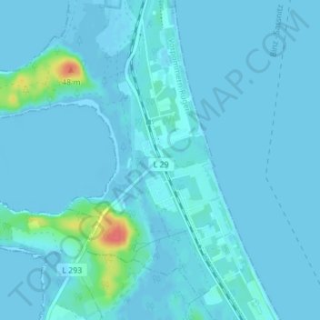 Mappa topografica Prora, altitudine, rilievo