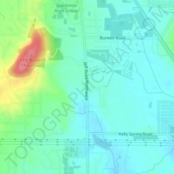 Mappa topografica Jeff, altitudine, rilievo