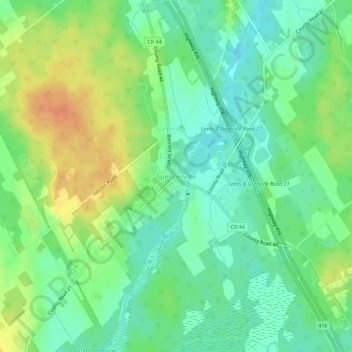 Mappa topografica Spencerville, altitudine, rilievo