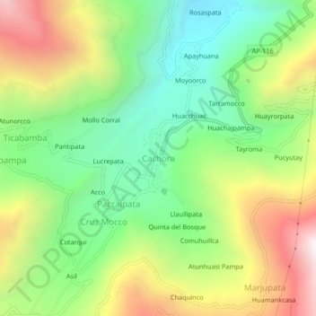 Mappa topografica Cachora, altitudine, rilievo