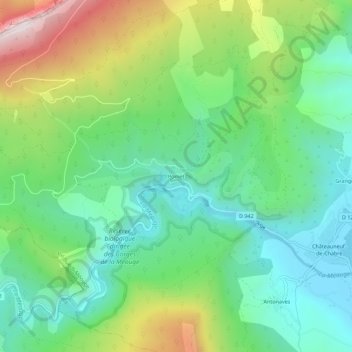 Mappa topografica Pomet, altitudine, rilievo