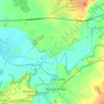 Mappa topografica Newby East, altitudine, rilievo
