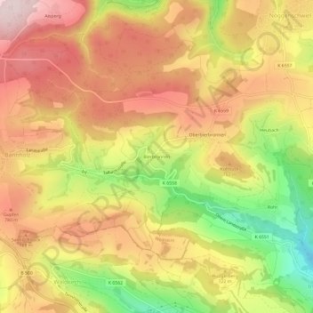 Mappa topografica Bierbronnen, altitudine, rilievo