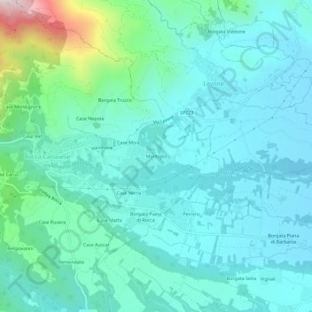 Mappa topografica Montiglio, altitudine, rilievo