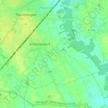 Mappa topografica Stöttinghausen, altitudine, rilievo