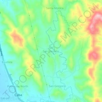 Mappa topografica San Cornelio, altitudine, rilievo
