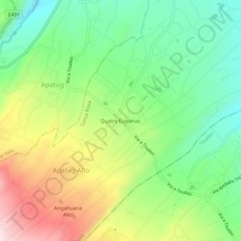 Mappa topografica Quatro Esquinas, altitudine, rilievo