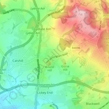 Mappa topografica Marlbrook, altitudine, rilievo
