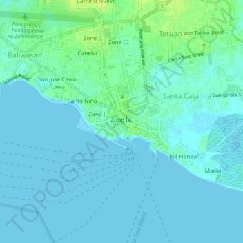 Mappa topografica Zone IV, altitudine, rilievo