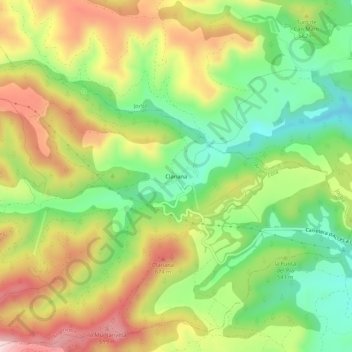Mappa topografica Clariana, altitudine, rilievo