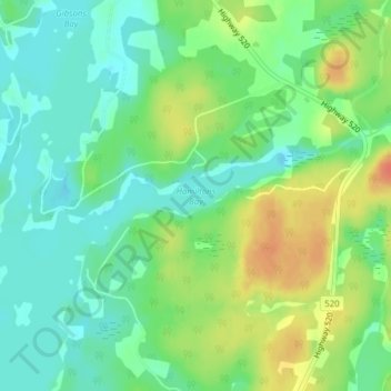 Mappa topografica Hamiltons Bay, altitudine, rilievo