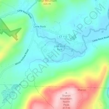 Mappa topografica Lime Rock Park, altitudine, rilievo