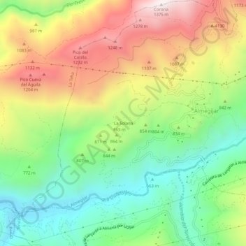 Mappa topografica La Solana, altitudine, rilievo