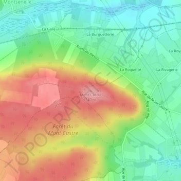 Mappa topografica Mont Castre, altitudine, rilievo