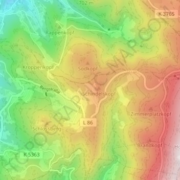 Mappa topografica Brandrüttel, altitudine, rilievo