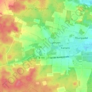 Mappa topografica Nausen, altitudine, rilievo