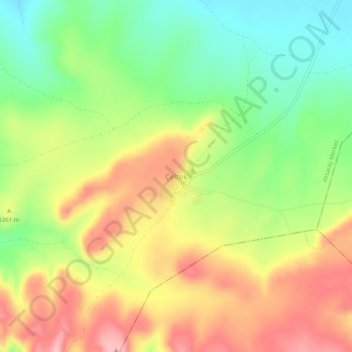 Mappa topografica Çeltek, altitudine, rilievo