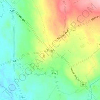 Mappa topografica Clough, altitudine, rilievo