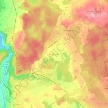 Mappa topografica Dietrichsholz, altitudine, rilievo