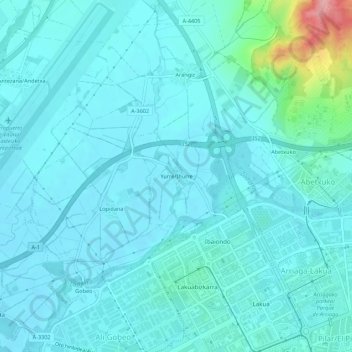 Mappa topografica Yurre, altitudine, rilievo