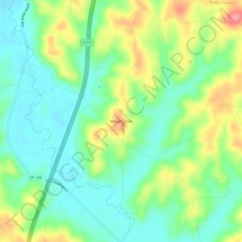 Mappa topografica Mount Zion, altitudine, rilievo
