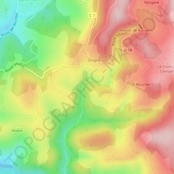 Mappa topografica Bois de la Cascade, altitudine, rilievo