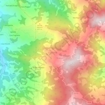 Mappa topografica Crocinito, altitudine, rilievo