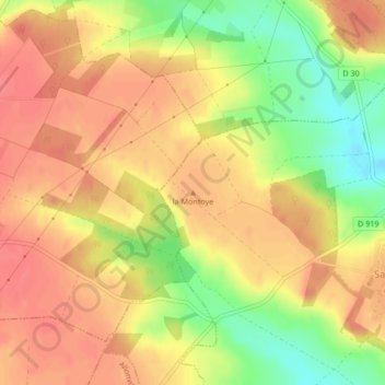 Mappa topografica la Montoye, altitudine, rilievo