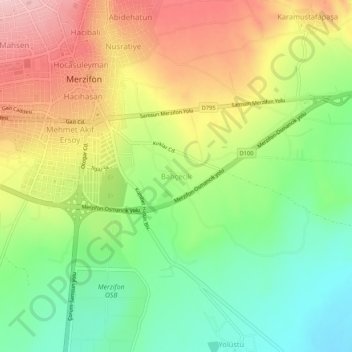 Mappa topografica Bahçecik, altitudine, rilievo