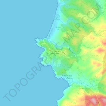 Mappa topografica Torre dei Corsari, altitudine, rilievo