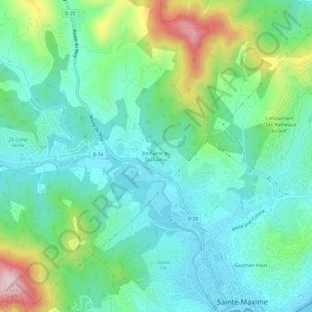 Mappa topografica Domaine du Quilladou, altitudine, rilievo